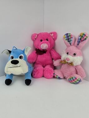 3 Plush Toys Bunny Pig Dog Set